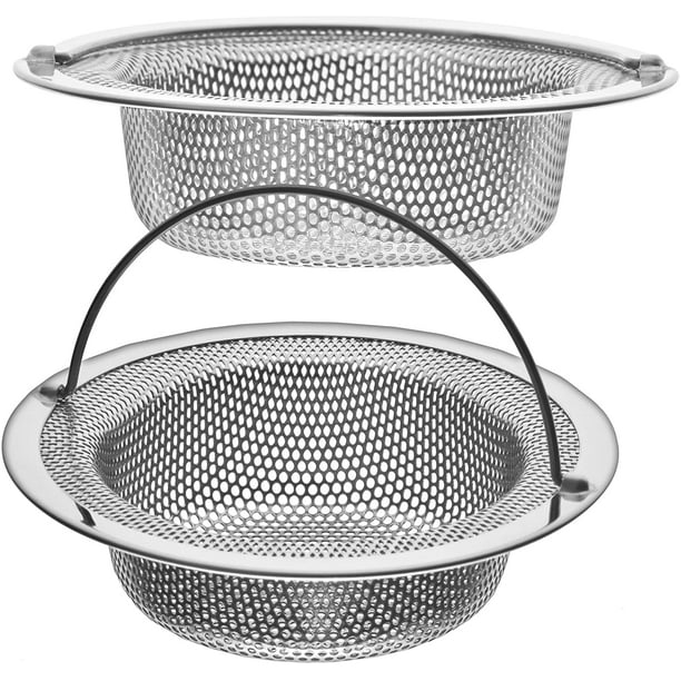 Gray 2 Pack Kitchen Sink Strainer Silicone Body with Stainless Steel Rim
